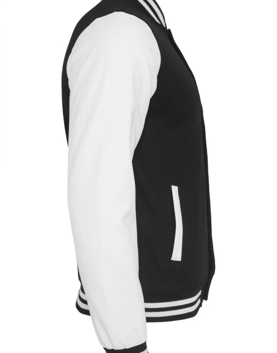Мъжко колежанско яке Urban Classics blk/wht с кожени ръкави, Urban Classics, Якета - Complex.bg