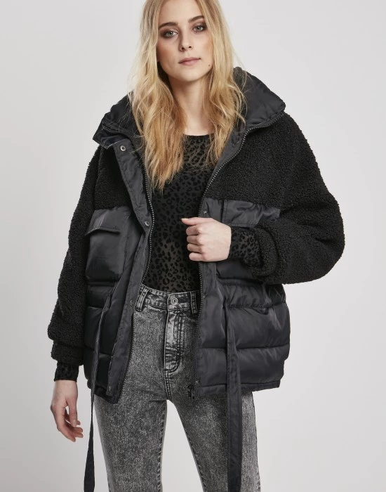 Дамско яке в черно от Urban Classics Ladies Sherpa Mix Puffer, Urban Classics, Якета - Complex.bg