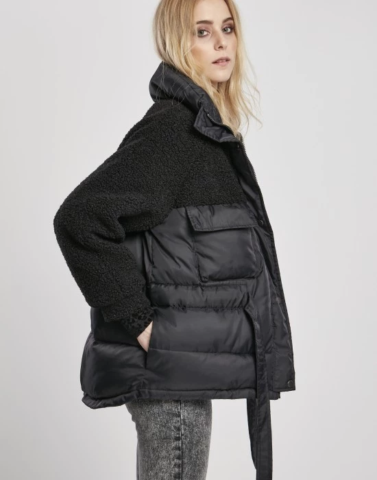 Дамско яке в черно от Urban Classics Ladies Sherpa Mix Puffer, Urban Classics, Якета - Complex.bg