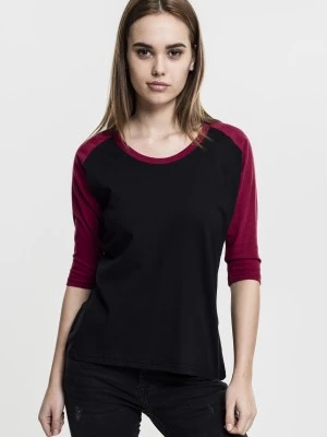 Дамска блуза Urban Classics blk/burgundy с 3/4 ръкави