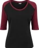 Дамска блуза Urban Classics blk/burgundy с 3/4 ръкави, Urban Classics, Блузи - Complex.bg
