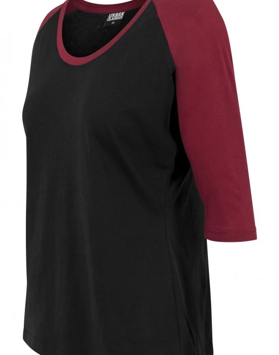 Дамска блуза Urban Classics blk/burgundy с 3/4 ръкави, Urban Classics, Блузи - Complex.bg