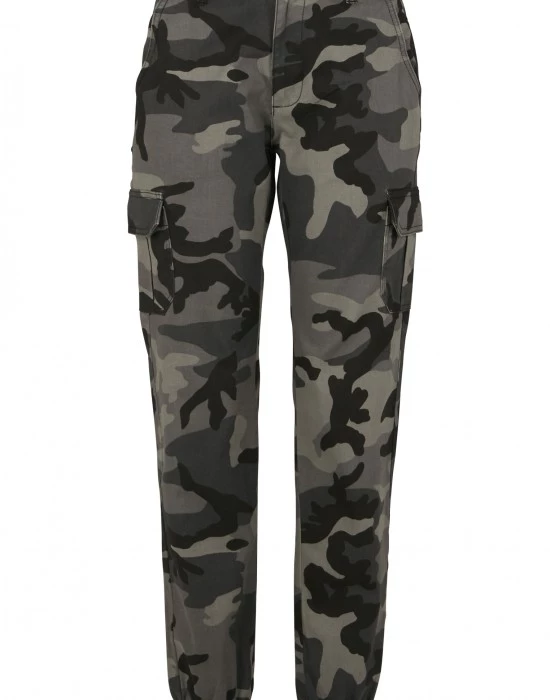 Дамски карго панталон в сив камуфлажен цвят Urban Classics Ladies High Waist Camo Cargo Pants, Urban Classics, Панталони - Complex.bg