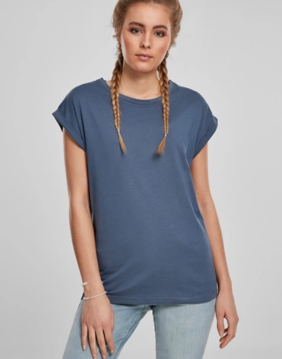 Дамска тениска в син цвят Urban Classics Ladies Extended Shoulder Tee vintageblue, Urban Classics, Тениски - Complex.bg