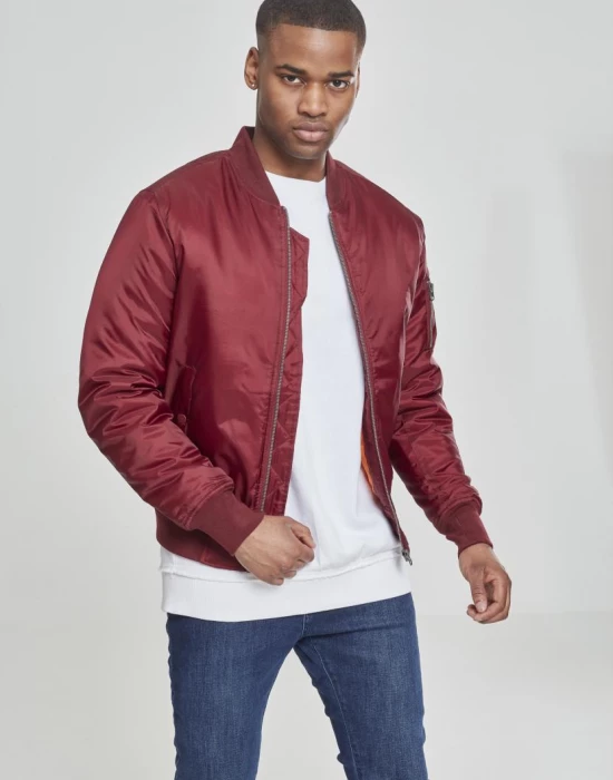 Мъжко яке тип бомбър Urban Classics burgundy в бордо, Urban Classics, Якета - Complex.bg