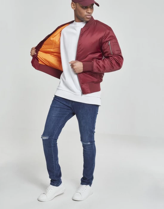 Мъжко яке тип бомбър Urban Classics burgundy в бордо, Urban Classics, Якета - Complex.bg