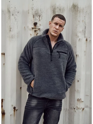 МЪЖКО ЯКЕ ОТ ПЛЮШЕН ПОЛАР В СИВО BRANDIT TEDDYFLEECE TROYER ANTHRACITE