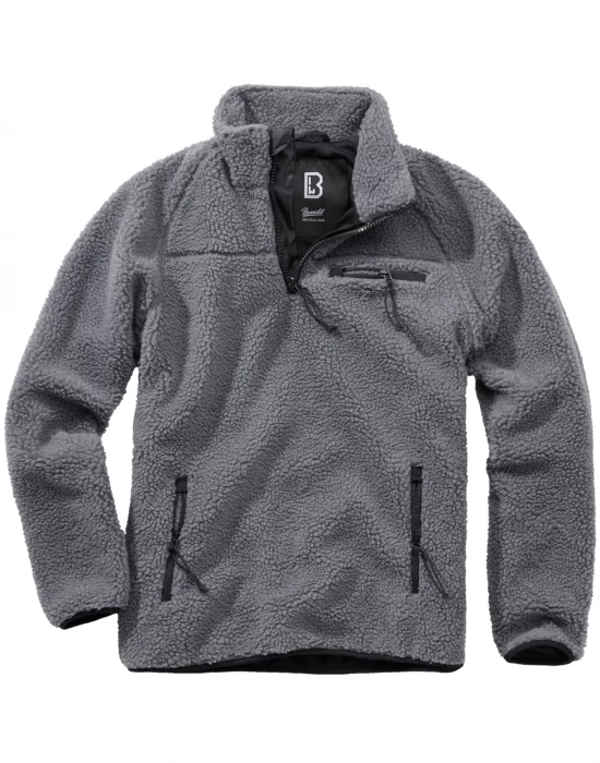 МЪЖКО ЯКЕ ОТ ПЛЮШЕН ПОЛАР В СИВО BRANDIT TEDDYFLEECE TROYER ANTHRACITE, Brandit, Якета - Complex.bg