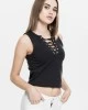 Дамски потник в черен цвят Urban Classics Ladies Lace Up Cropped Top black, Urban Classics, Потници / Тениски - Complex.bg