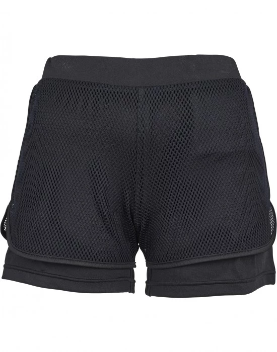Дамски двуслойни мрежести къси панталони в черно Urban Classics Ladies Double Layer Mesh Shorts, Urban Classics, Панталони - Complex.bg