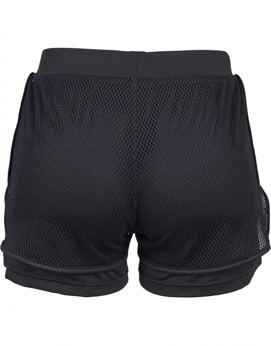 Дамски двуслойни мрежести къси панталони в черно Urban Classics Ladies Double Layer Mesh Shorts, Urban Classics, Панталони - Complex.bg