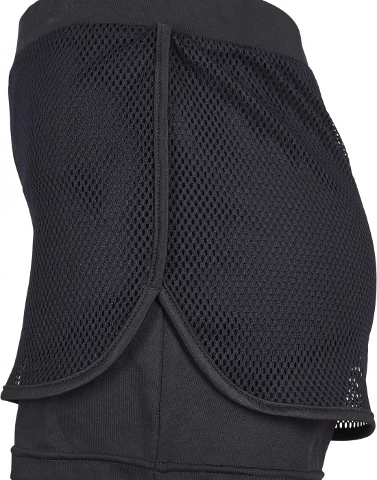 Дамски двуслойни мрежести къси панталони в черно Urban Classics Ladies Double Layer Mesh Shorts, Urban Classics, Панталони - Complex.bg