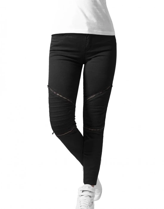 Дамски панталон в черен цвят Urban Classics Ladies Stretch Biker Pants black, Urban Classics, Панталони - Complex.bg