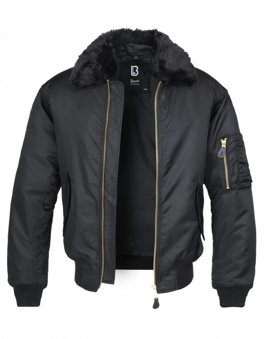 Авиаторско мъжко яке в черен цвят Brandit MA2 Jacket Fur Collar, Brandit, Якета - Complex.bg