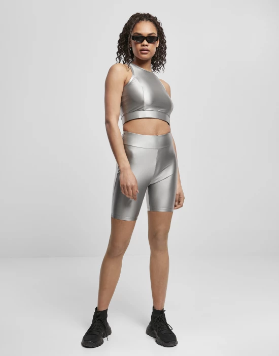 Дамски топ в сребрист цвят Urban Classics  Cropped Shiny, Urban Classics, Жени - Complex.bg