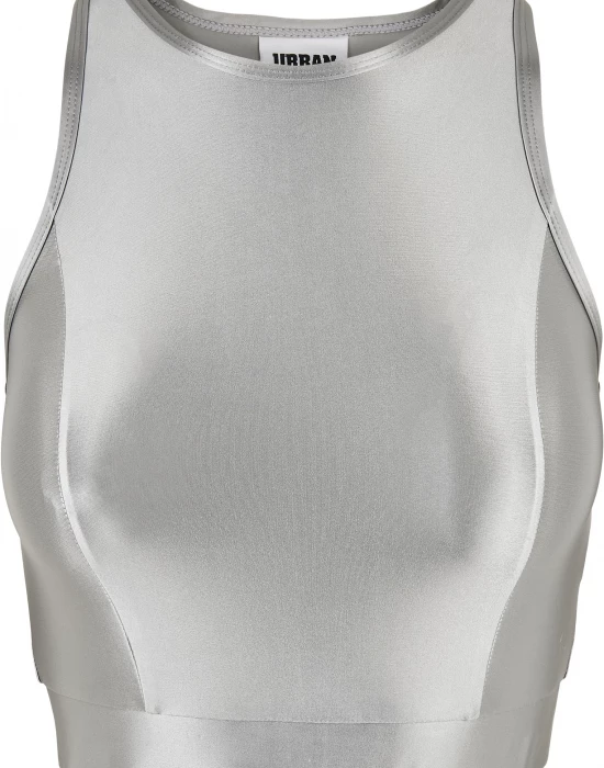 Дамски топ в сребрист цвят Urban Classics  Cropped Shiny, Urban Classics, Жени - Complex.bg
