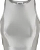 Дамски топ в сребрист цвят Urban Classics  Cropped Shiny, Urban Classics, Жени - Complex.bg