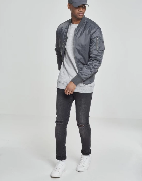 Мъжко тъмносиво яке тип бомбър Urban Classics cool grey, Urban Classics, Якета - Complex.bg