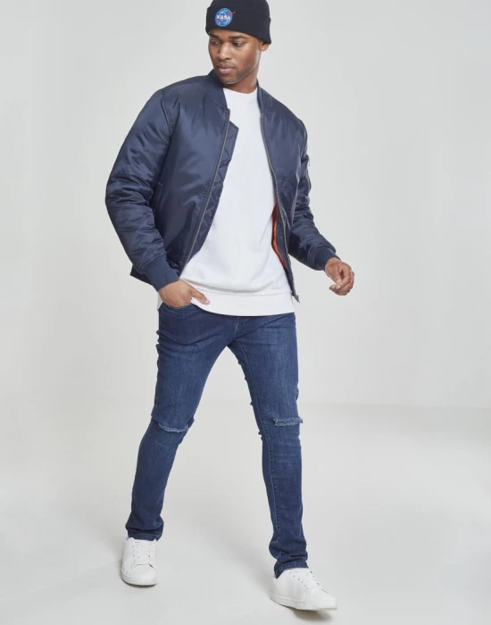 Мъжко тъмносиньо яке тип бомбър Urban Classics navy, Urban Classics, Якета - Complex.bg