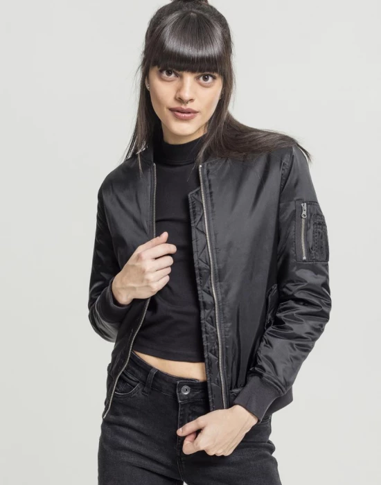 Дамско черно яке тип бомбър Urban Classics Basic, Urban Classics, Якета - Complex.bg