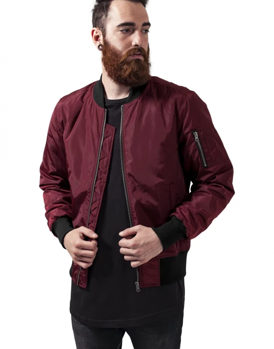 Мъжко яке тип бомбър в цвят бордо Urban Classics burgundy/black, Urban Classics, Якета - Complex.bg