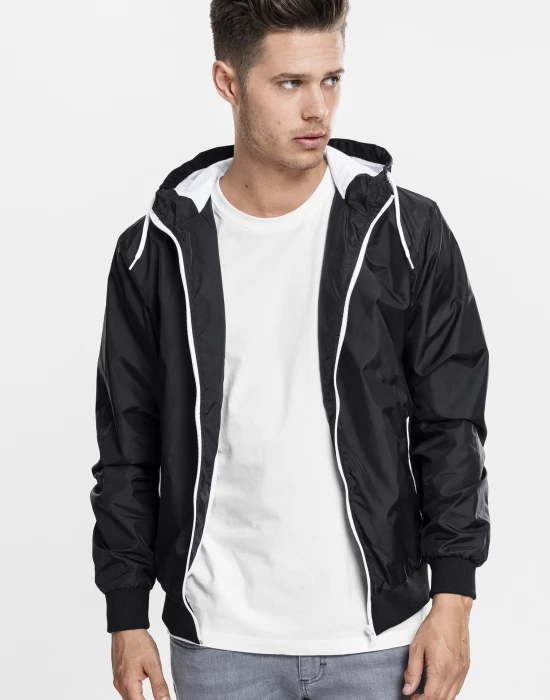 Мъжко яке с контрастни елементи Urban Classics blk/wht, Urban Classics, Якета - Complex.bg