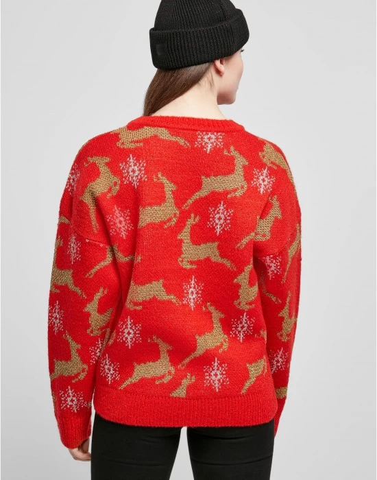 Дамски коледен пуловер в червен цвят Ladies Christmas Sweater, Urban Classics, Жени - Complex.bg