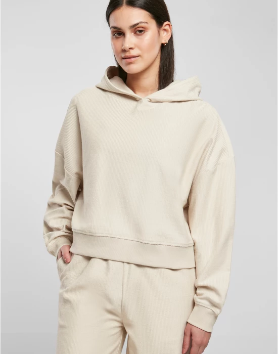 Дамски къс суичър с качулка в цвят екрю Urban Classics Hoody, Urban Classics, Суичъри - Complex.bg