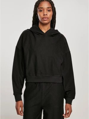 Дамски къс суичър с качулка в черен цвят Urban Classics Hoody