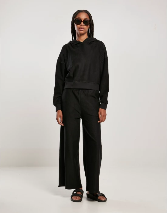 Дамски къс суичър с качулка в черен цвят Urban Classics Hoody, Urban Classics, Суичъри - Complex.bg