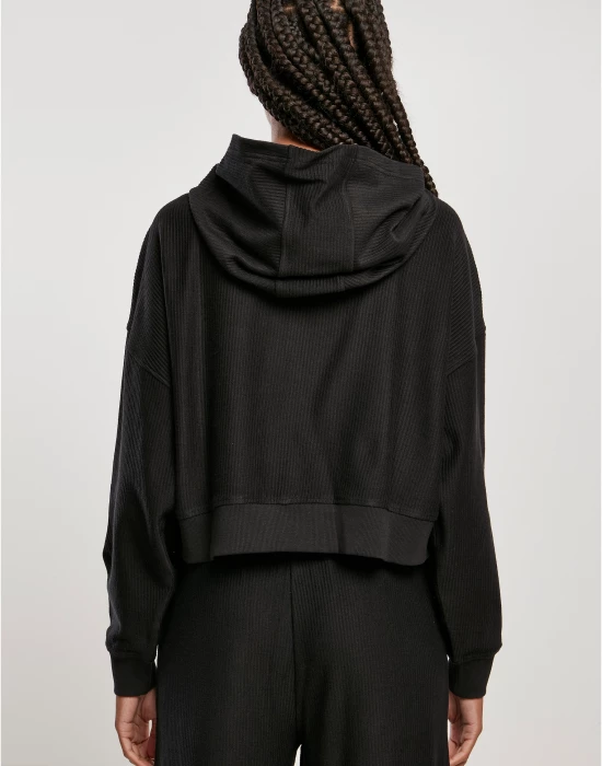 Дамски къс суичър с качулка в черен цвят Urban Classics Hoody, Urban Classics, Суичъри - Complex.bg