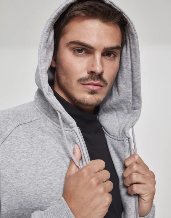 Мъжки изчистен суичър с цип Urban Classics в сив цвят, Urban Classics, Суичъри - Complex.bg
