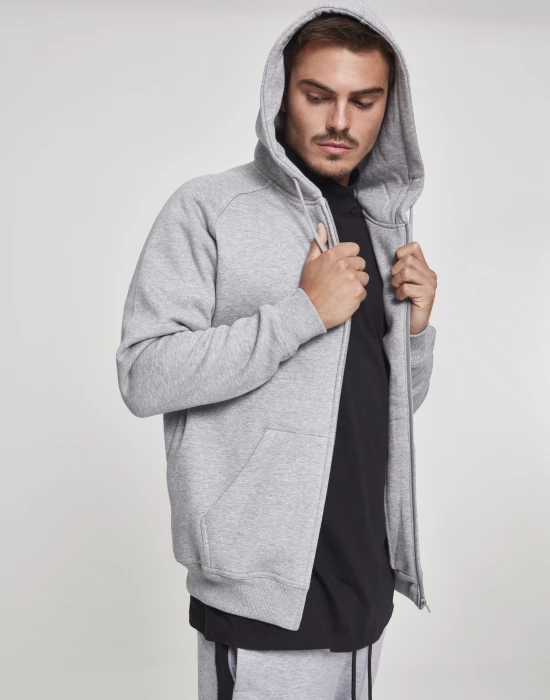 Мъжки изчистен суичър с цип Urban Classics в сив цвят, Urban Classics, Суичъри - Complex.bg