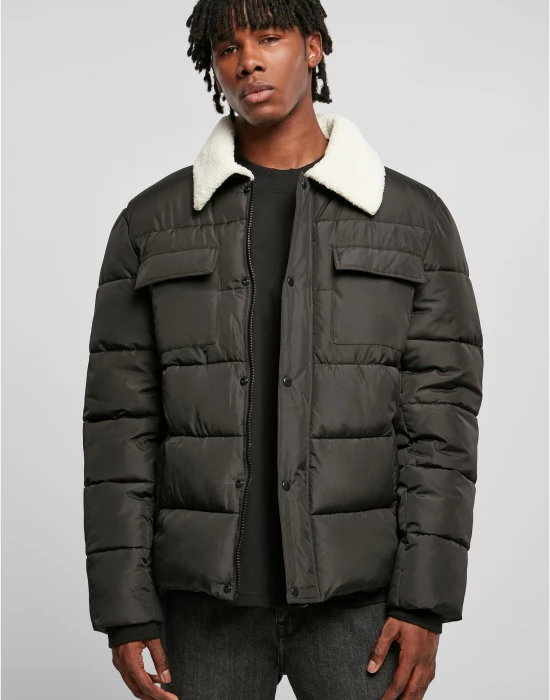 Мъжко зимно яке в черен цвят Urban Classics Sherpa Jacket, Urban Classics, Якета - Complex.bg