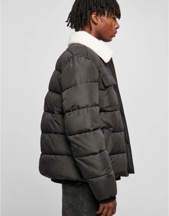 Мъжко зимно яке в черен цвят Urban Classics Sherpa Jacket, Urban Classics, Якета - Complex.bg
