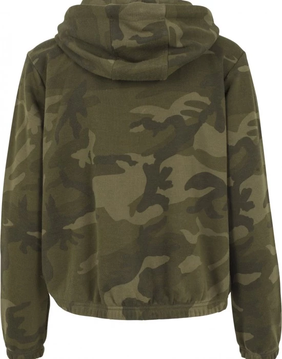 Дамски суичър в цвят маслина Urban Classics Ladies Camo Cropped Hoody, Urban Classics, Суичъри - Complex.bg