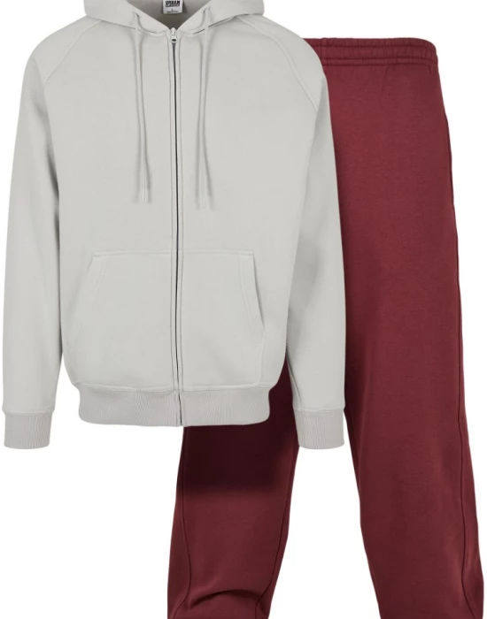 Мъжки изчистен анцуг с качулка Urban Classics Blank Suit в светлосиво и тъмночервено, Urban Classics, Мъже - Complex.bg
