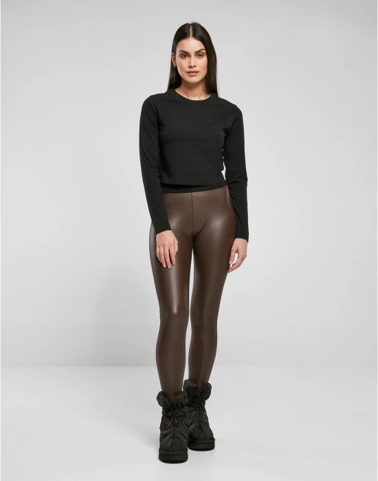 Дамски кожен клин в кафяв цвят Urban Classics Ladies Faux Leggings, Urban Classics, Клинове - Complex.bg