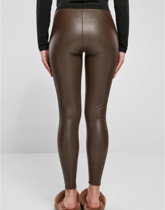 Дамски кожен клин в кафяв цвят Urban Classics Ladies Faux Leggings, Urban Classics, Клинове - Complex.bg