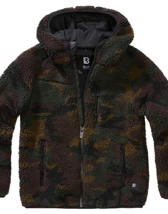 Детско пухкаво камуфлажно яке Brandit Teddyfleece jacket woodland, Brandit, Якета - Complex.bg