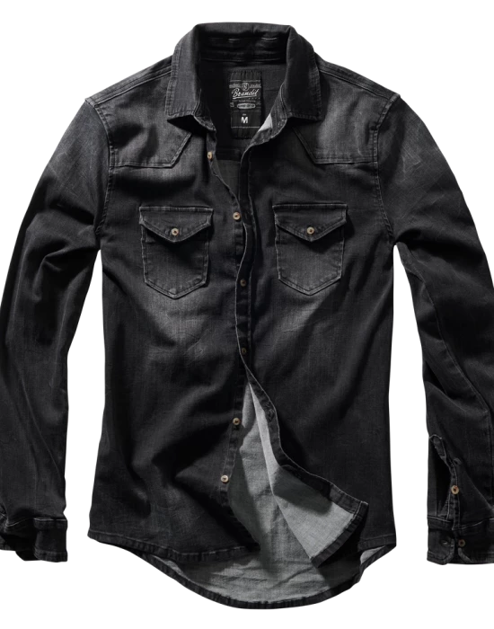 Мъжка дънкова риза в черен цвят Brandit Denim black, Brandit, Мъже - Complex.bg