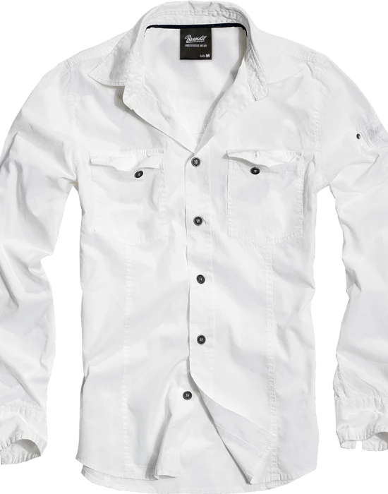 Мъжка риза в бял цвят Brandit Slim Fit white, Brandit, Ризи - Complex.bg