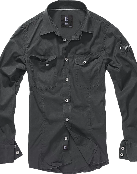 Мъжка риза в черен цвят Brandit Slim Fit black, Brandit, Ризи - Complex.bg